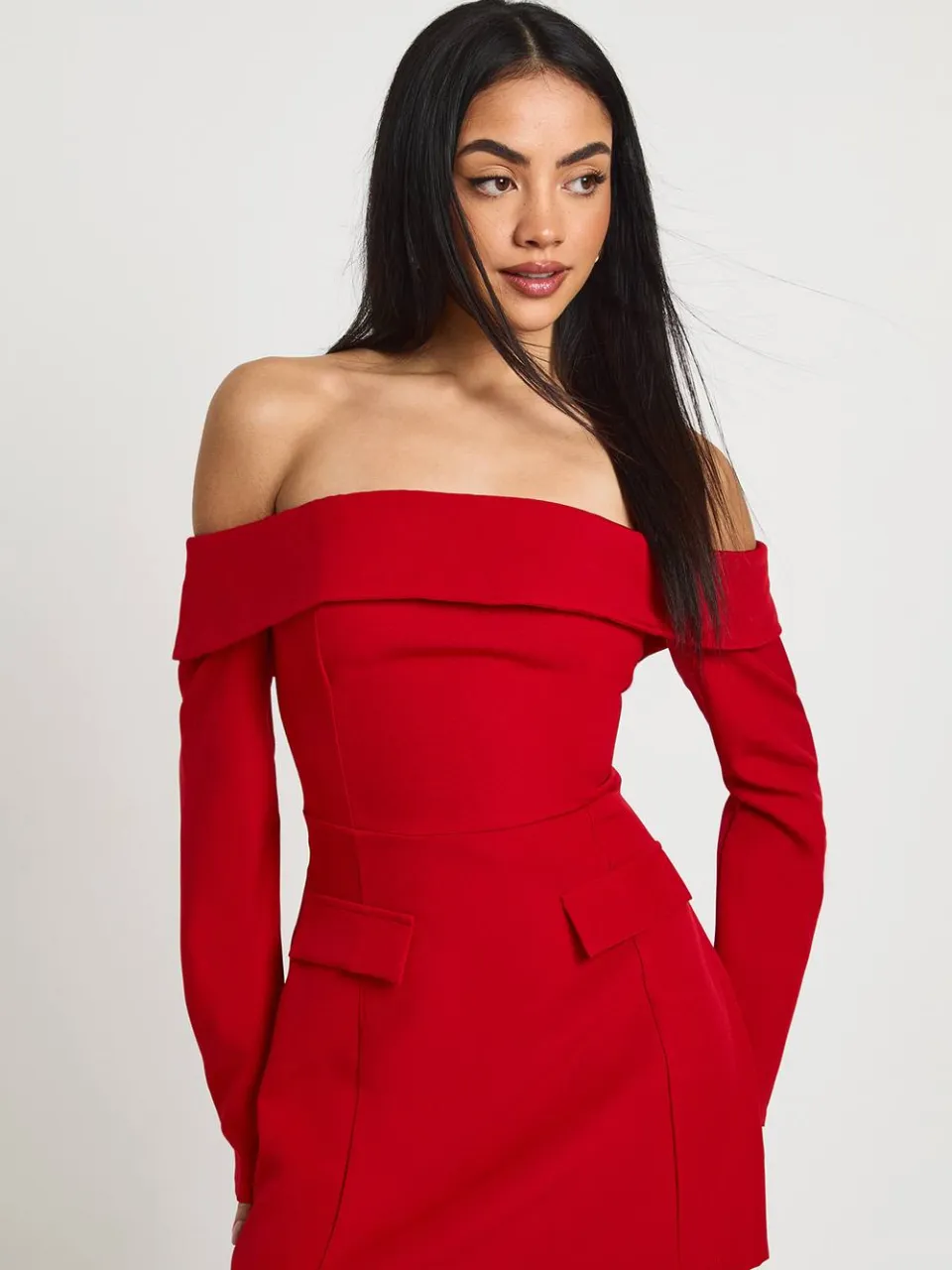 boohoo Dames Bardot Gestructureerde Mini Jurk rood, foto 3