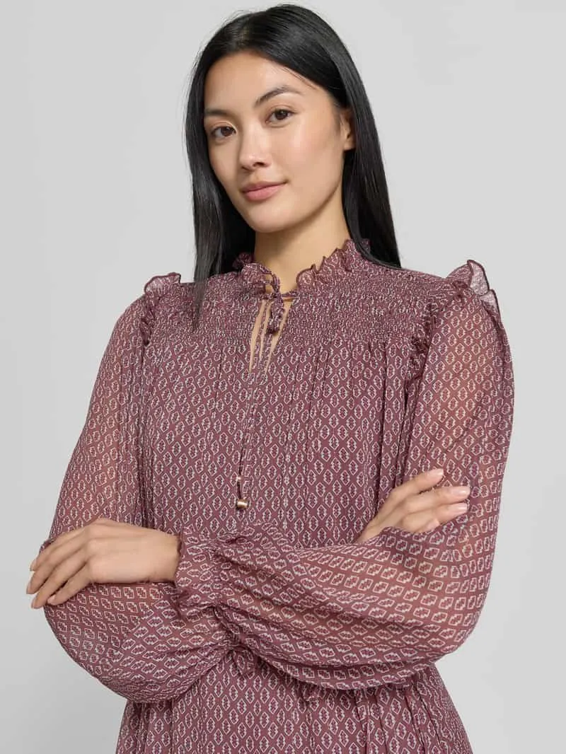 Christian Berg Woman Selection Knie-lange jurk met strikceintuur aubergine, foto 4