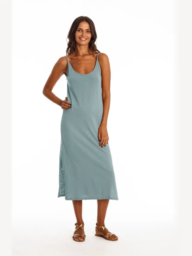 RAVENS VIEW IBIZA dames vegan Midi Jurk Rhea Chinois Groen Lichtgroen