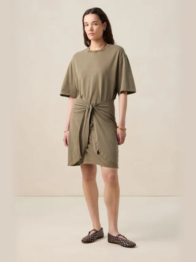 Sissy-Boy Donkergroene jersey wikkeljurk D.Groen