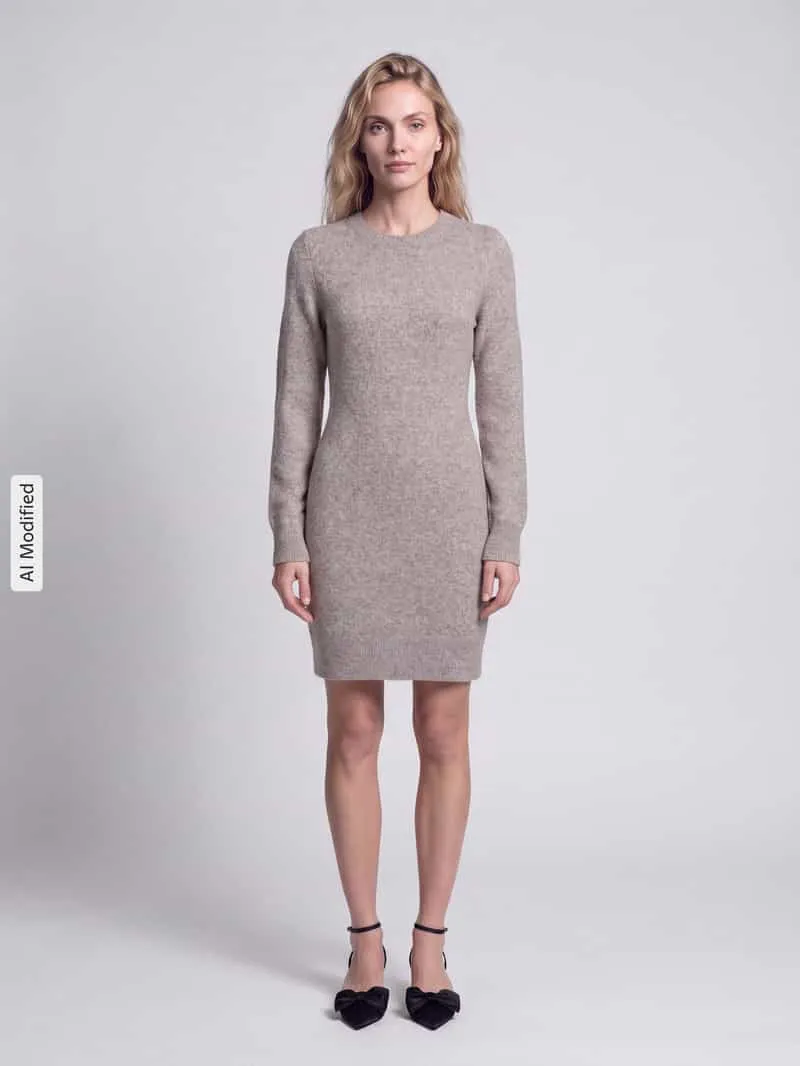 Vero Moda DOFFY tricotjurk zand, foto 4