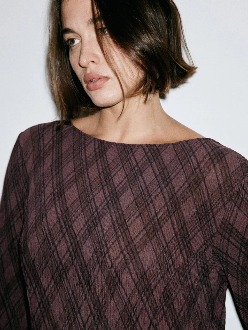 Mango geruite midi jurk - bruin, foto 6