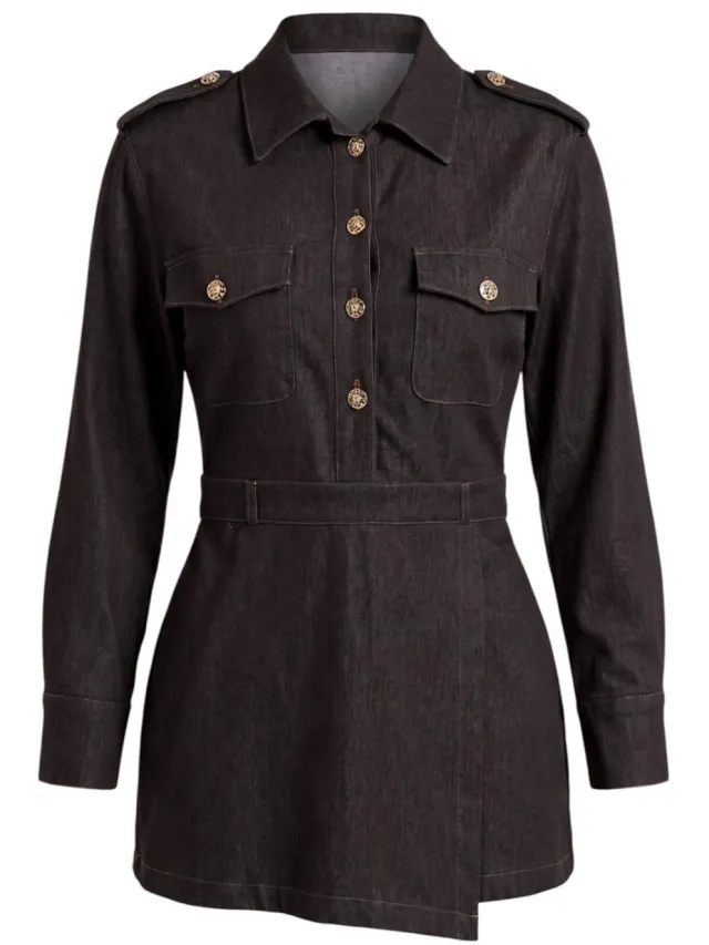Trendyol TRENDYOLMİLLA Dames Bruin Effen Kort / Mini Lang Blousejurk Jurken