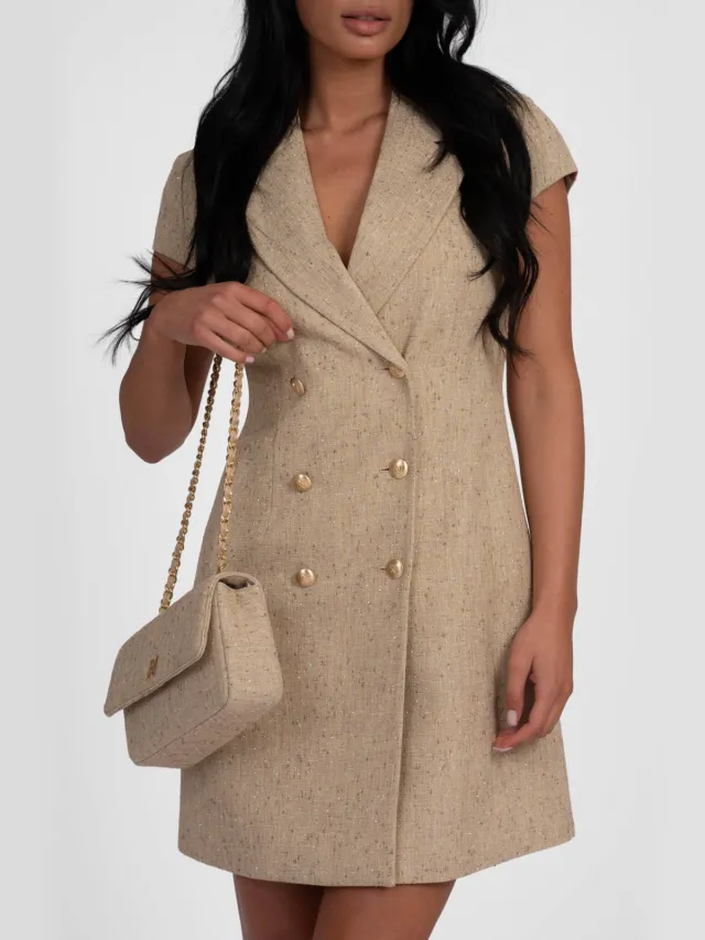 Nikkie blazerjurk met glitters - beige