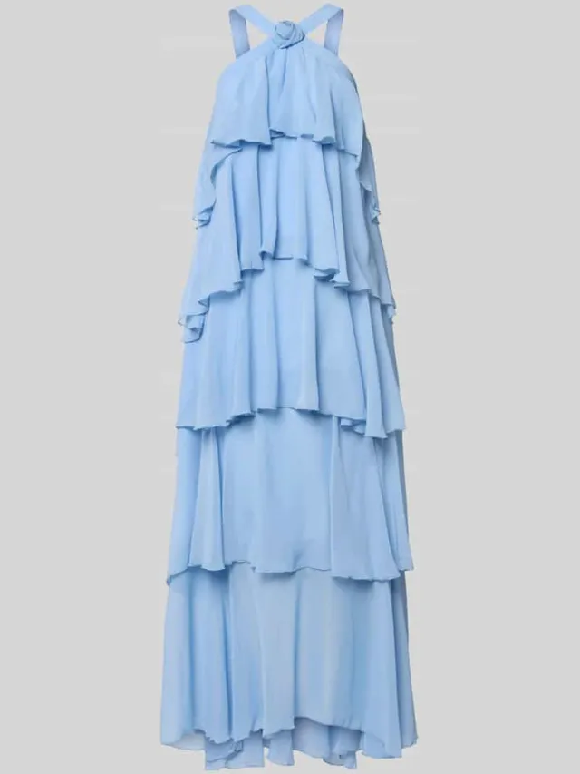 Vero Moda Volant avondjurk met V-hals model 'FELICIA' bleu, foto 2