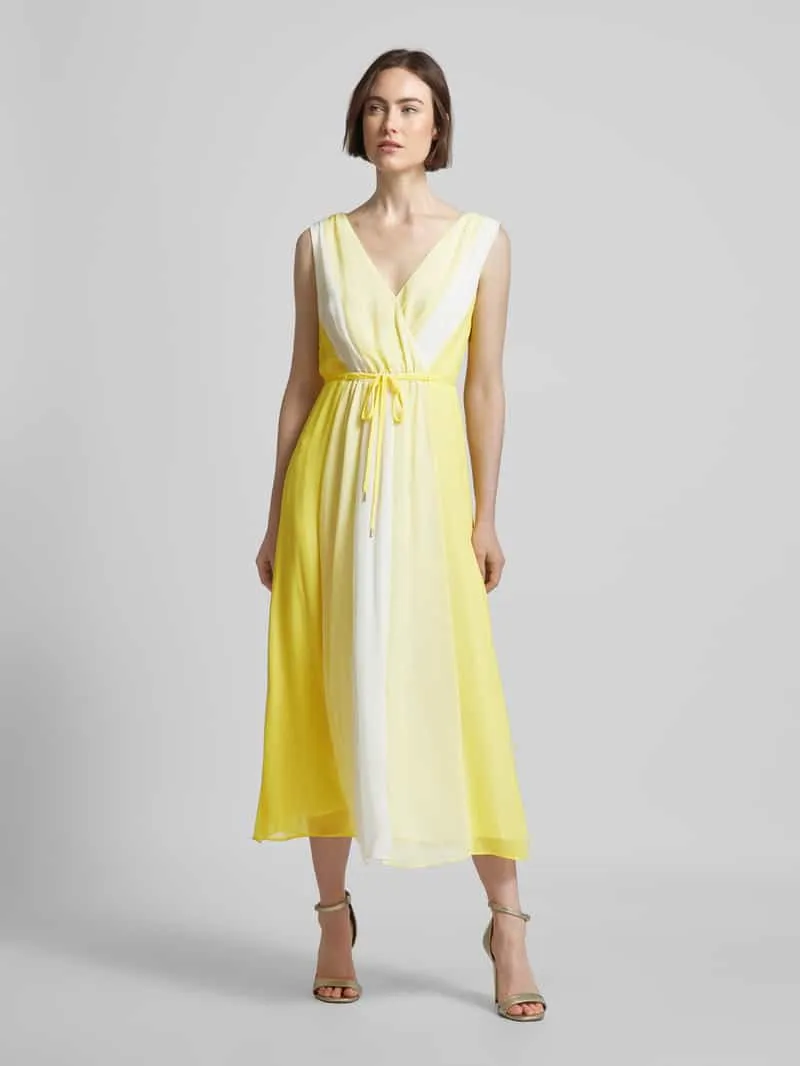 Comma Midi-jurk in wikkellook Geel