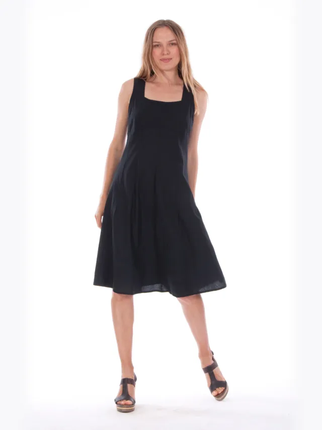 RAVENS VIEW IBIZA dames vegan Midi Jurk Musa Zwart