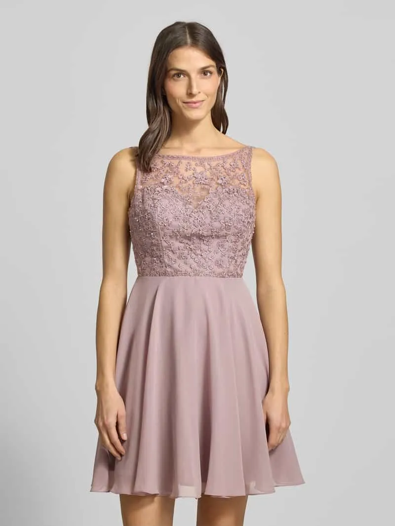 Laona mini-jurk met bloemige met kant Mauve