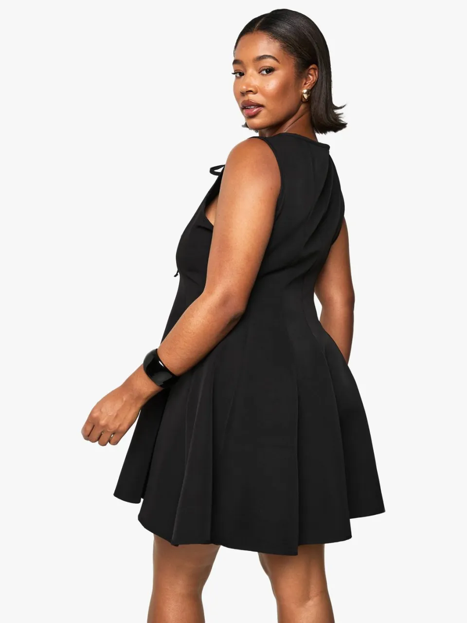 boohoo Dames PLUS MOUWLOZE SKATERJURK MET STRIKDETAIL zwart, foto 2