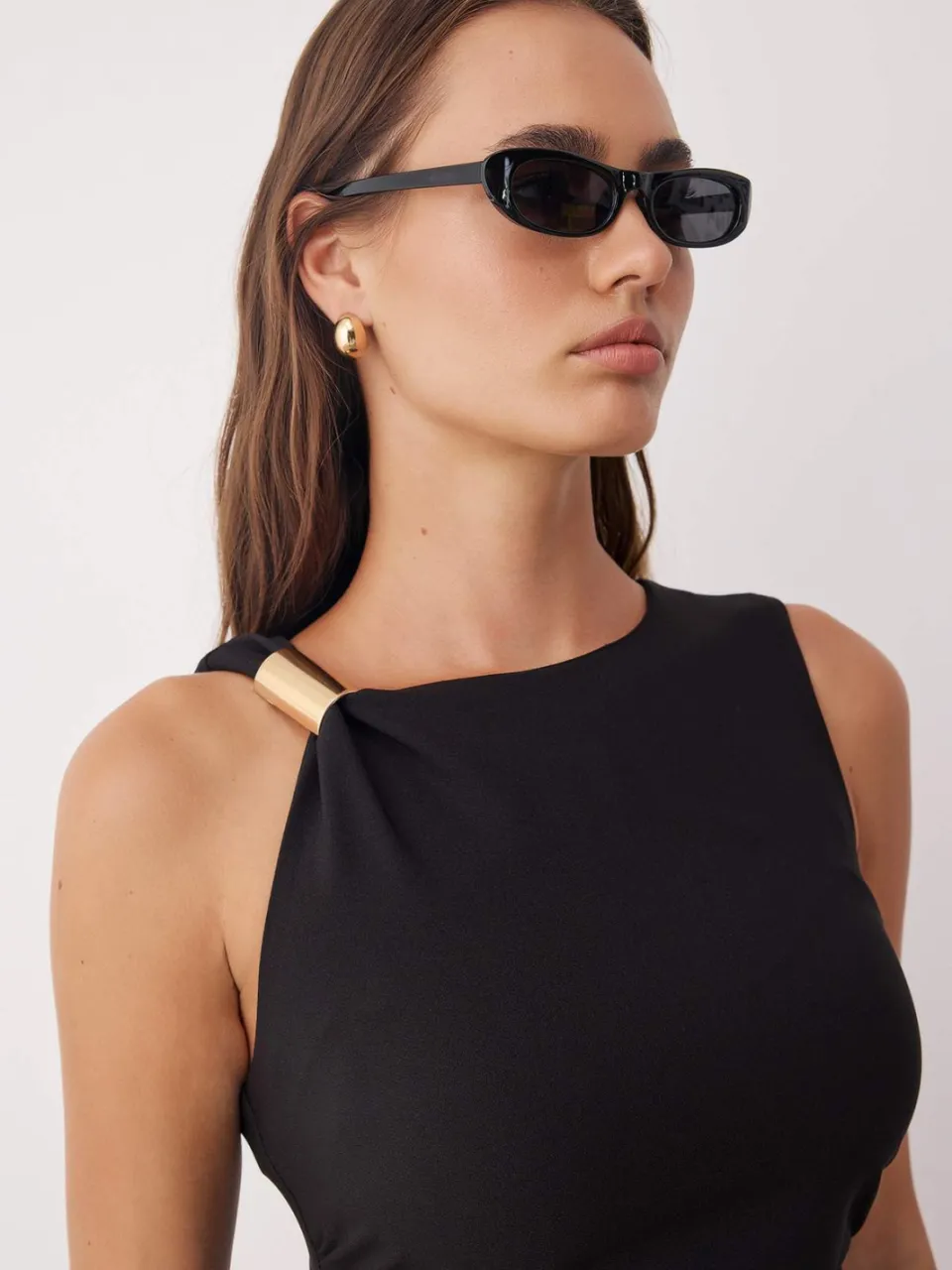 Trendyol TRENDYOLMİLLA Dames Zwart Effen Midi Mouwloos Stijlvol/Avond Bodycon Jurken, foto 2