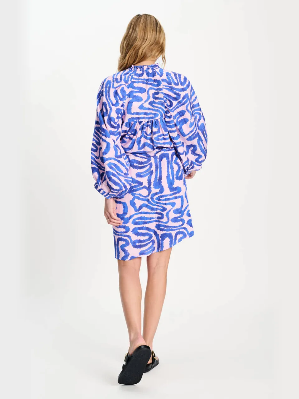 POM Amsterdam Waves zomerjurk blauw roze, foto 4