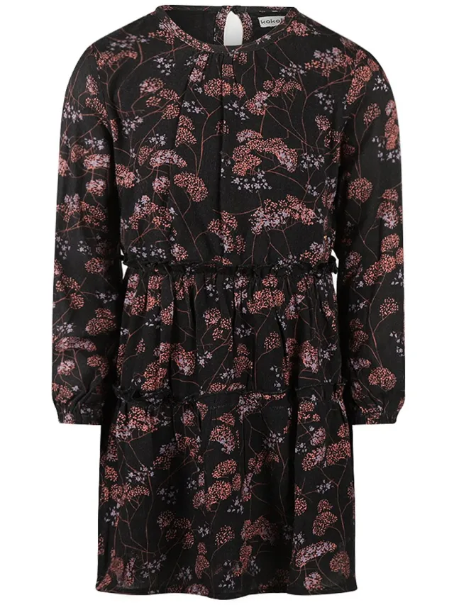 Koko Noko Meisjes Jurk - Faded black Zwart