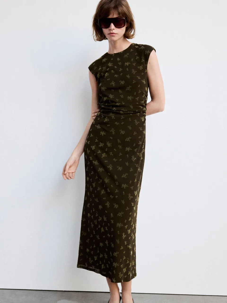 Mango gebloemde bodycon jurk - bruin, foto 4