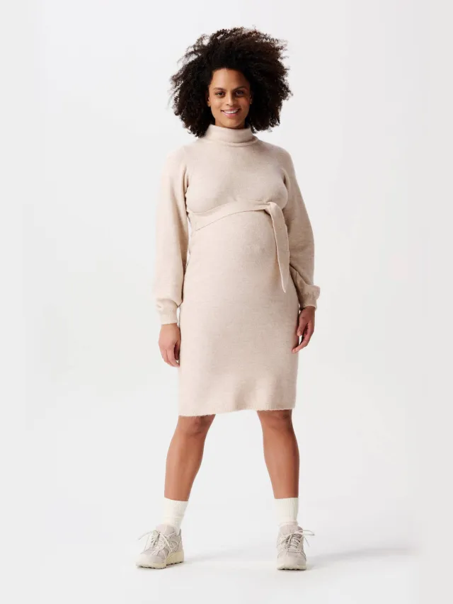 Noppies Mico gebreide zwangerschapsjurk beige