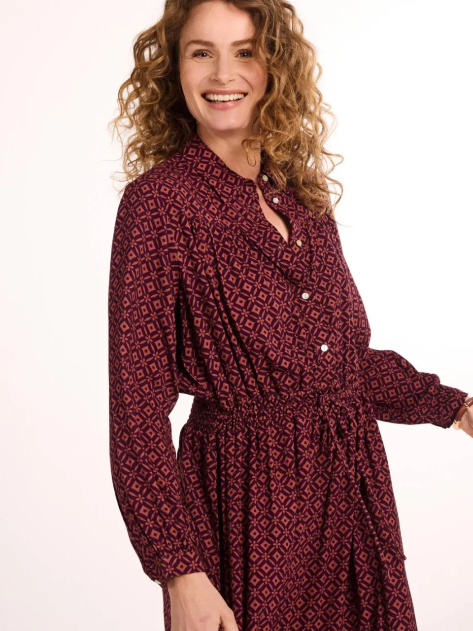 Didi blousejurk met print - donkerrood, foto 5