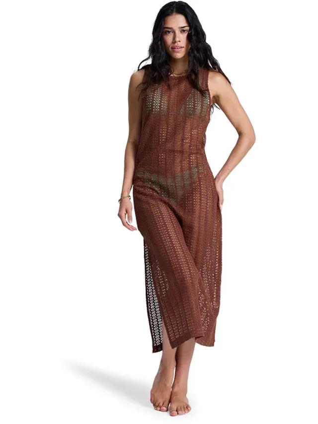 Roxy Playa Mood Mouwloze Jurk Bruin XL Vrouw Cappuccino