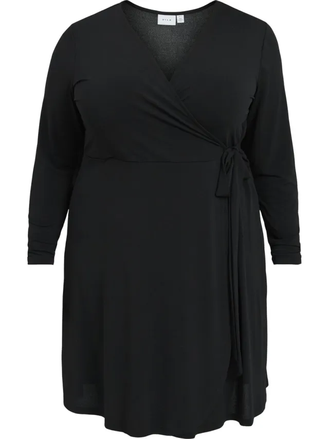 Vila Jurk Viborneo L/s Wrap Dress/su/cur - No 14077094 Black Dames Maat - 46