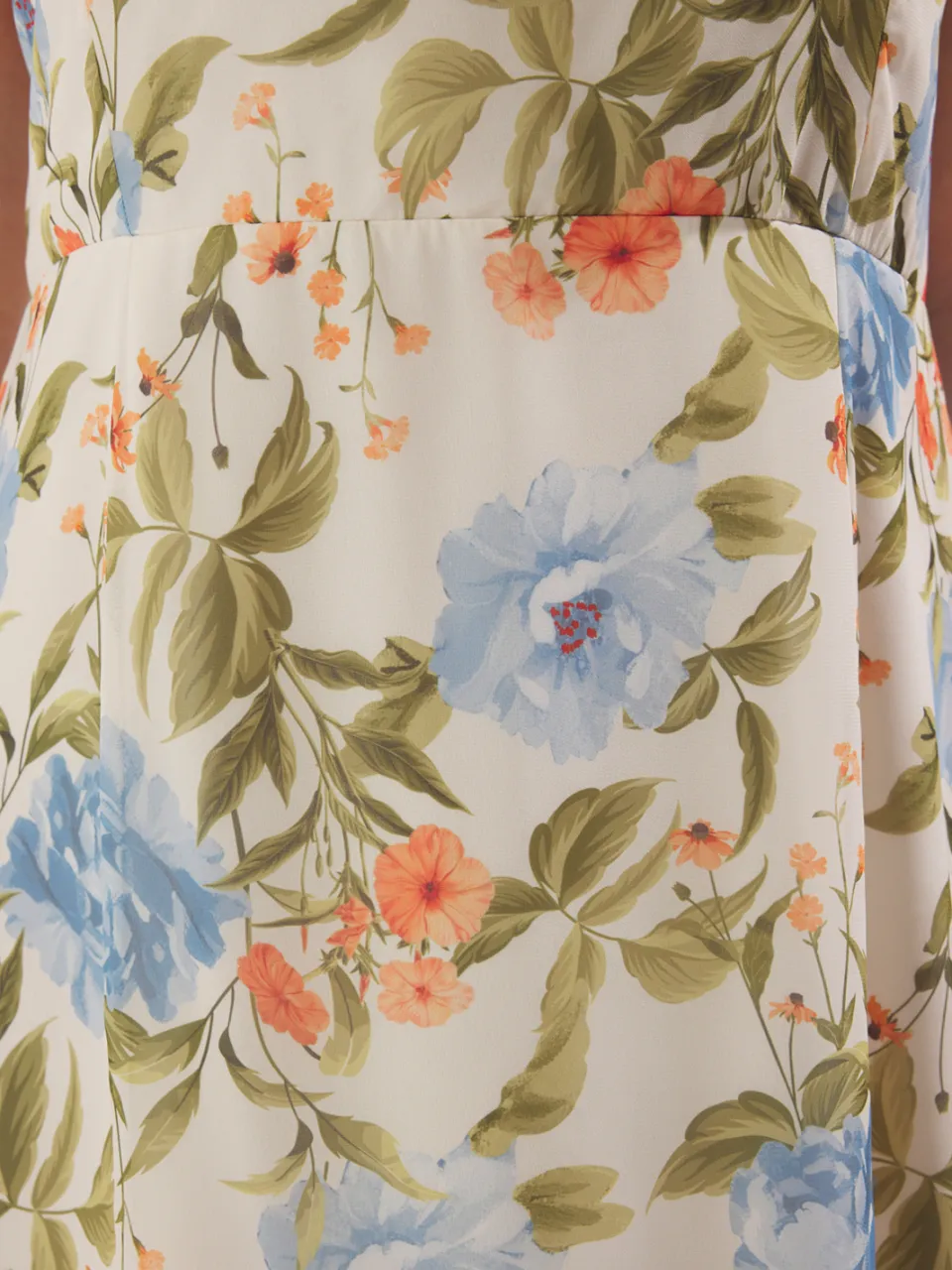 Trendyol Curve Dames Ecru Bloemen Midi Mouwloos Casual A-lijn Grote maten Jurk, foto 2