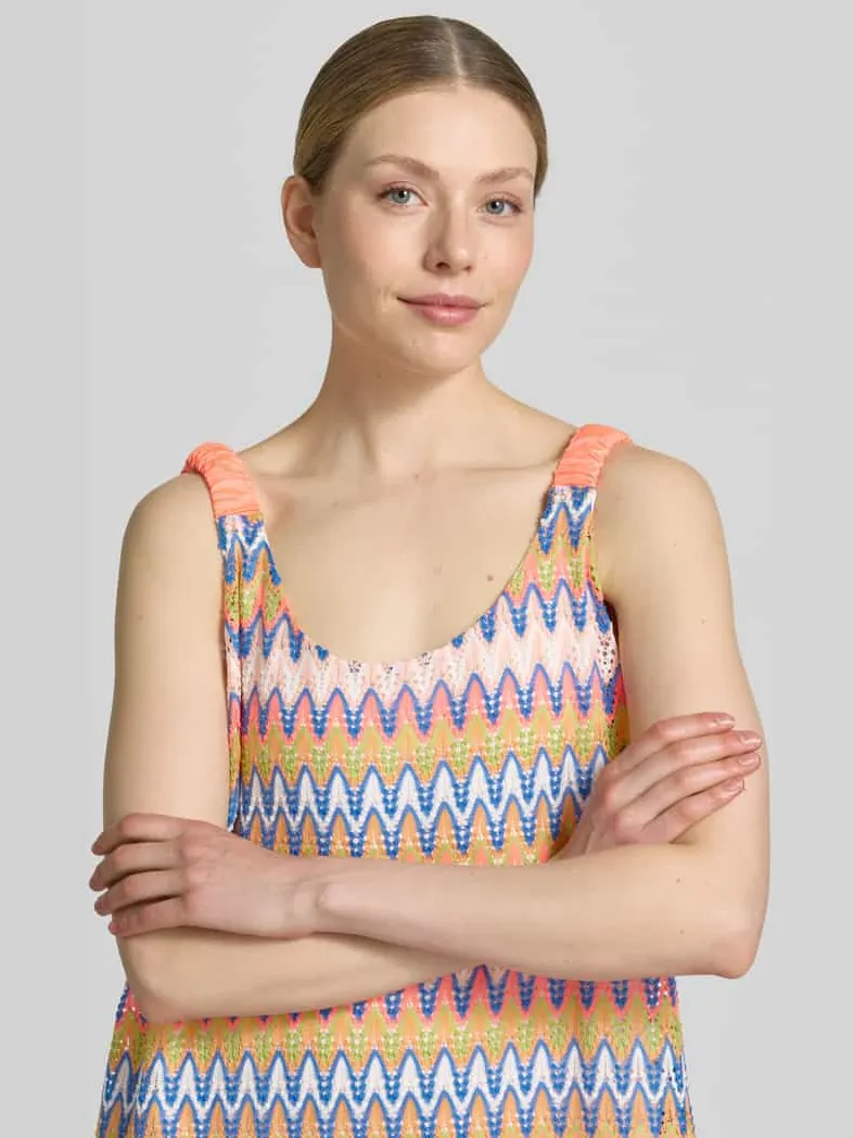 Smith and Soul midi-jurk met zigzagmotief neon oranje, foto 3