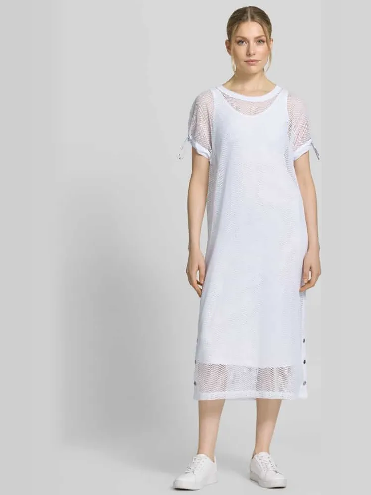 Marc Cain Semi-transparante midi-jurk met ronde hals Wit