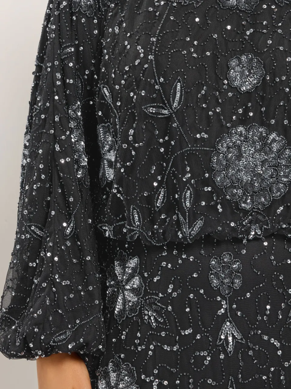 Yours Limited Collection Zwarte Versierde Jurk Met Lange Mouwensize 44, foto 3