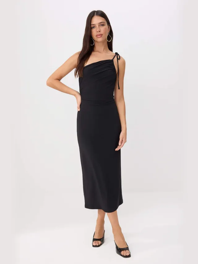 Trendyol TRENDYOLMİLLA Dames Zwart Bloemen Maxi Mouwloos A-lijn Jurken