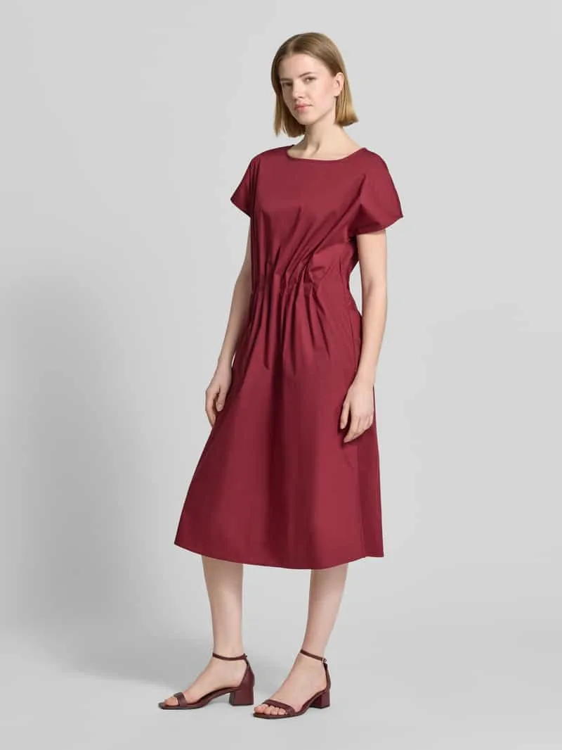 Christian Berg Woman Selection Midijurk met ronde hals en draperieën bordeaux, foto 3