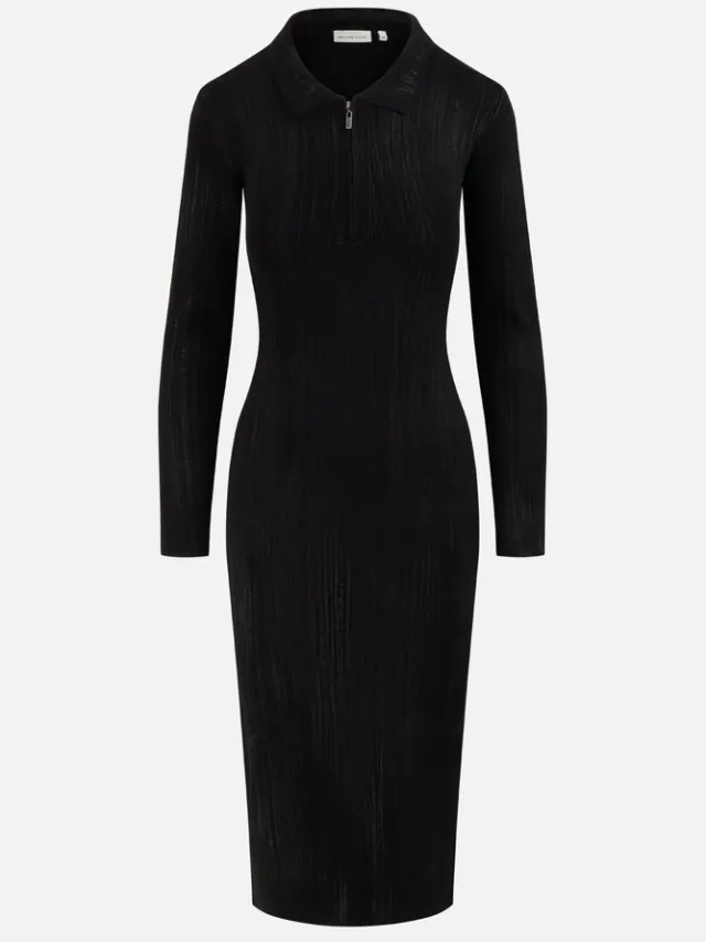 Off The Pitch Knitted Bodycon Mud Dress Black