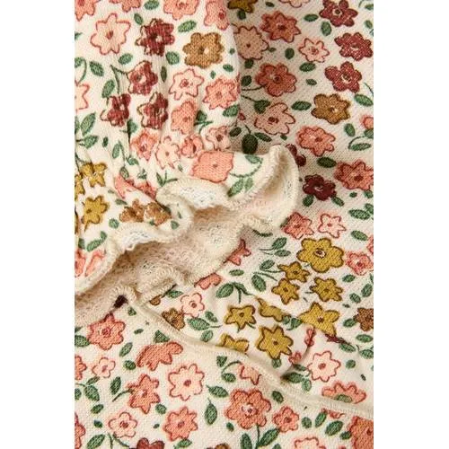 Little Dutch gebloemde jurk met ruches beige, foto 4