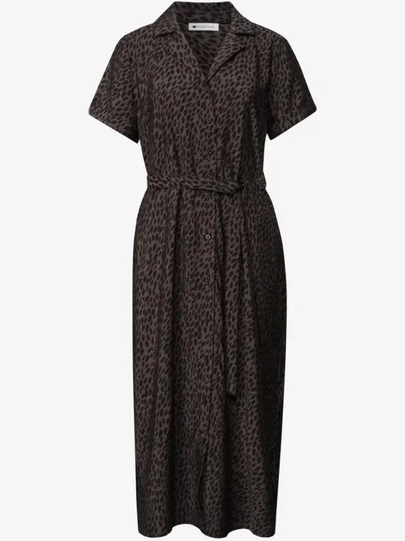 Street One Midi-jurk met bowlingkraag en print bruin, foto 3