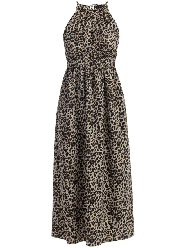 Faina maxi-jurk met luipaardprint beige Dierenprint