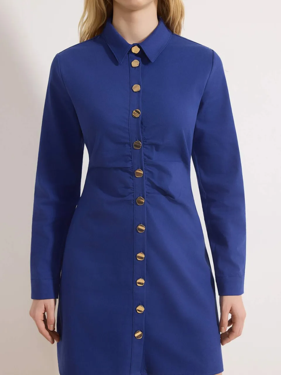 Trendyol TRENDYOLMİLLA Dames Donkerblauw Effen Kort / Mini Lang Casual Blousejurk Jurken marineblauw/blauw, foto 2