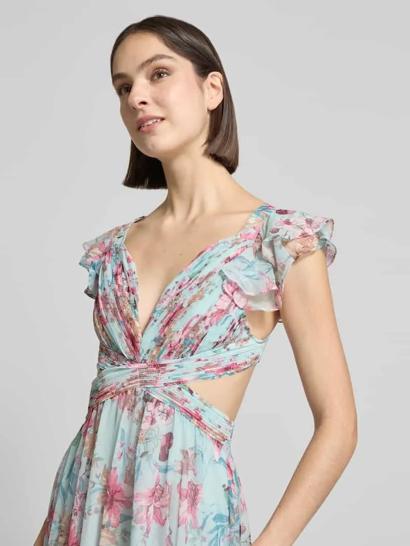 ADLYSH regular fit maxijurk met allover bloemenprint lichtblauw, foto 3
