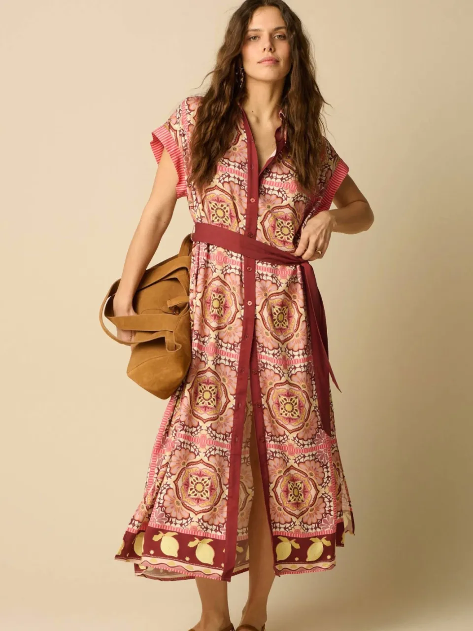 Sissy-Boy viscose blousejurk met ceintuur en print - roze, foto 3