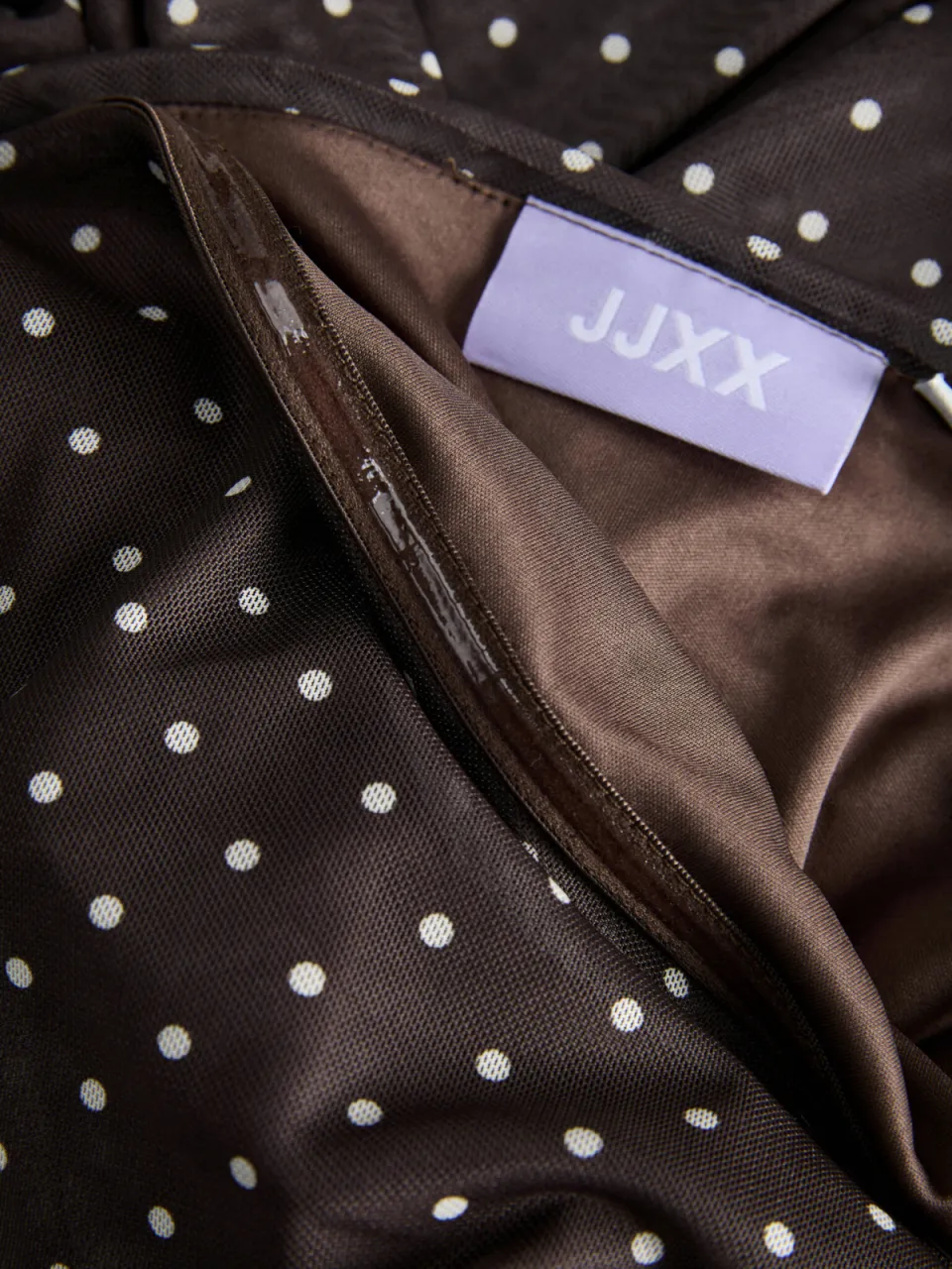 JJXX A-lijn jurk met stippen donkerbruin donkerbruin/ecru, foto 4