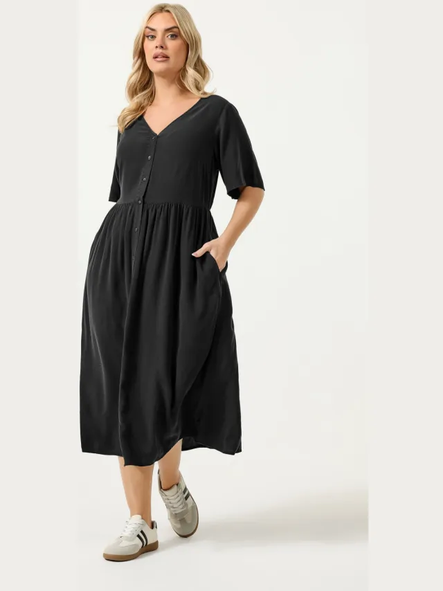 Yours Zwarte Chambray Theejurk-64 Black