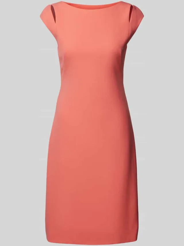 Boss Mini-jurk van viscosemix met cut-out Koraal
