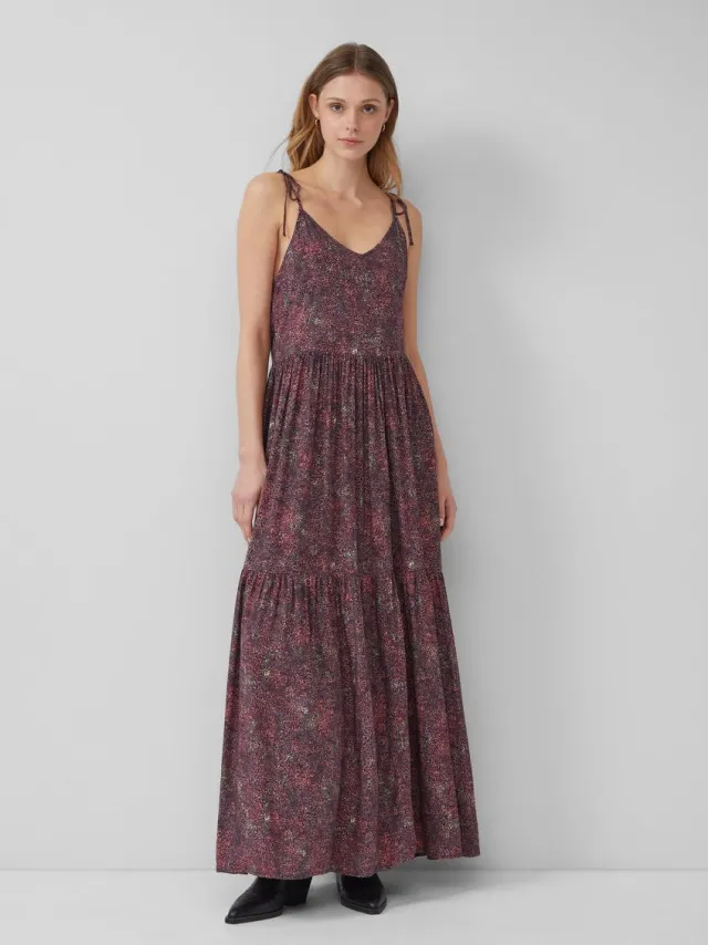 QS female - maxi-jurk van viscose aubergine