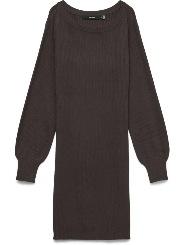 Vero Moda VMHOLLYKARIS LS RIB DRESS EXC - Dames - Mini jurken chocolate torte