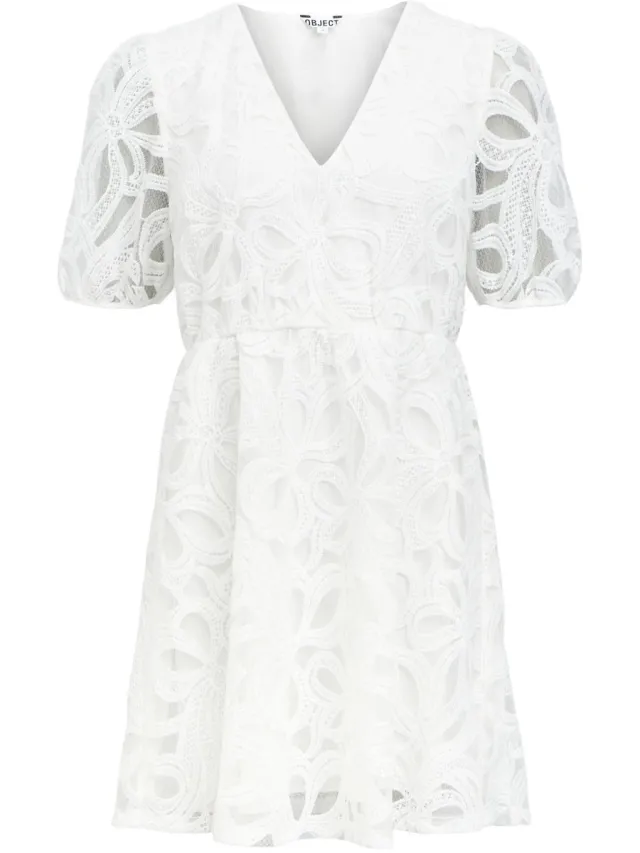 OBJECT COLLECTORS ITEM Object Mini jurk V-hals Cloud Dancer