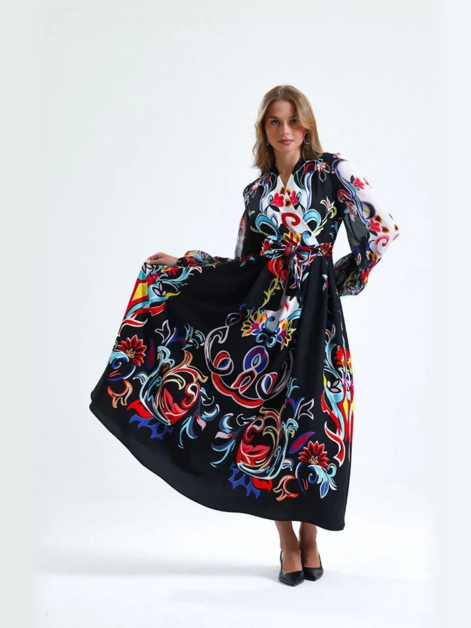 MSN Collection Florale Print Maxi A-Lijn Jurk veelkleurig, foto 2