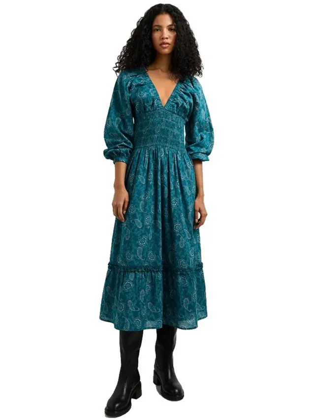 Pepe Jeans Giselle Midi-jurk Met Lange Mouwen Blauw S Vrouw Duck Green