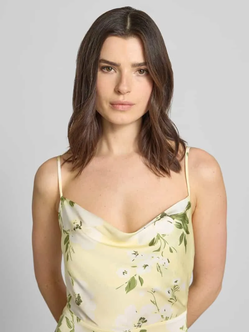 Vila midi-jurk in all-over look model 'RAVENNA' lichtgeel, foto 4