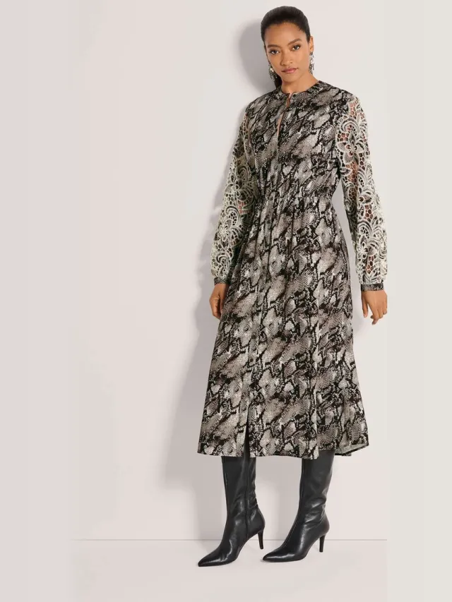 MADELEINE Jurk Jurk met slangenprint wolwit / cappuccino / multicolor