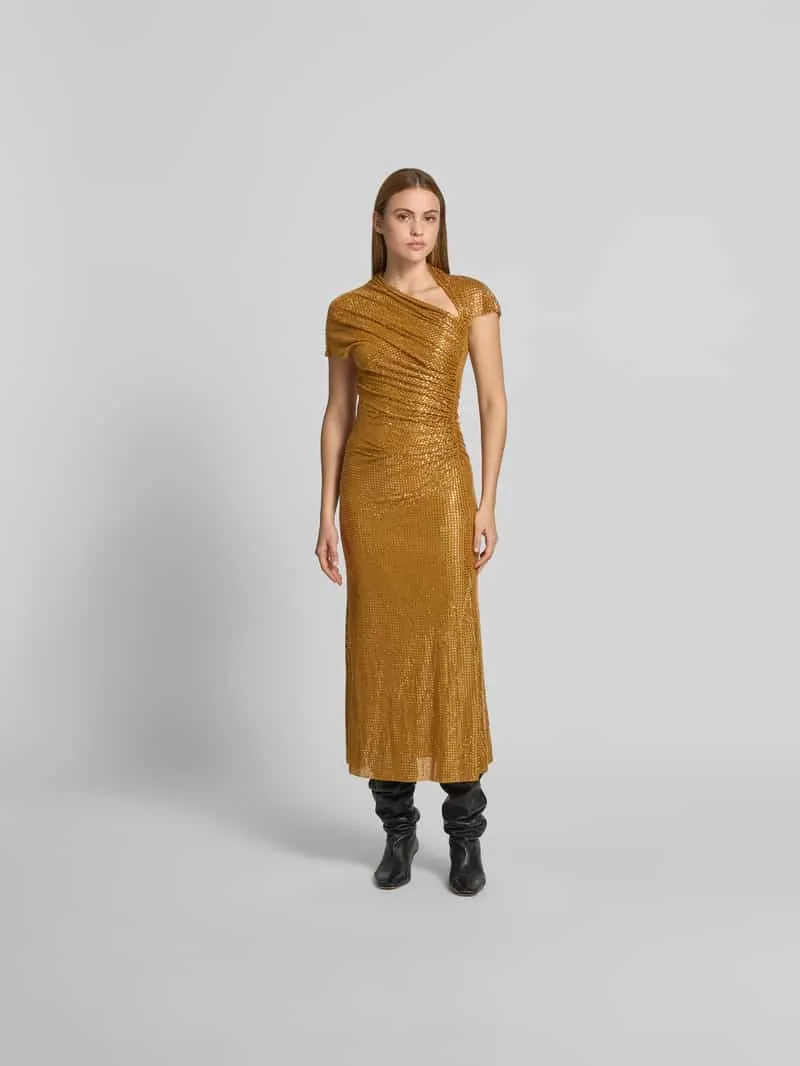 Self-Portrait Maxi-jurk met all-over siersteentjes Goud gemêleerd