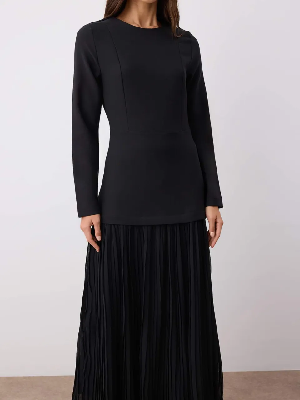 Turkishsouq Dames platte maxi lange chique/nachtjurk met hijab zwart, foto 2