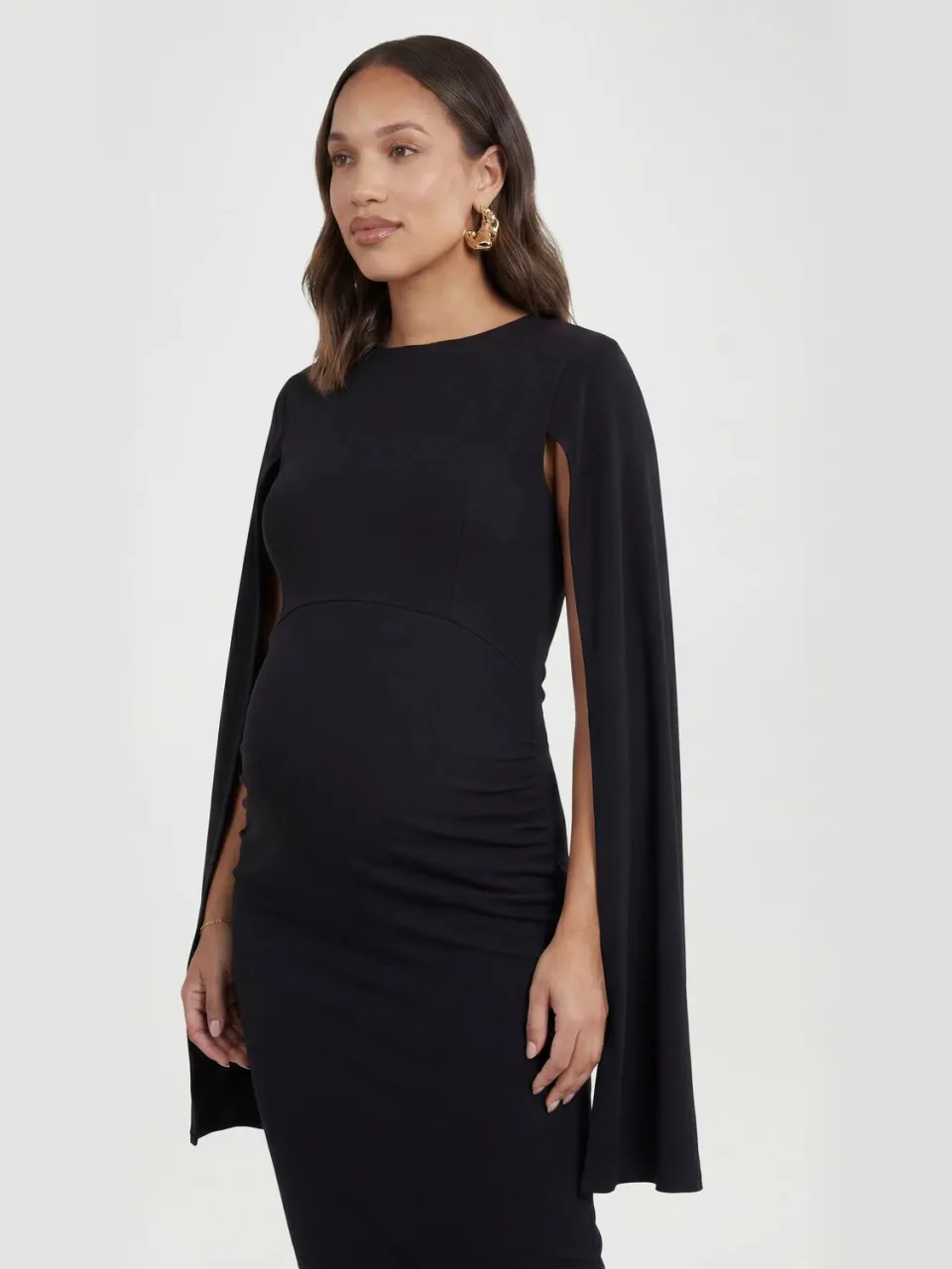 boohoo Dames Zwangerschaps Midi Bodycon Jurk Met Cape Mouwen zwart, foto 2