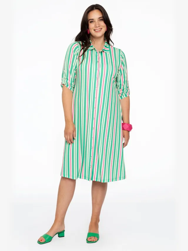 Yoek Blouse-jurk STRIPY | Groen, foto 2