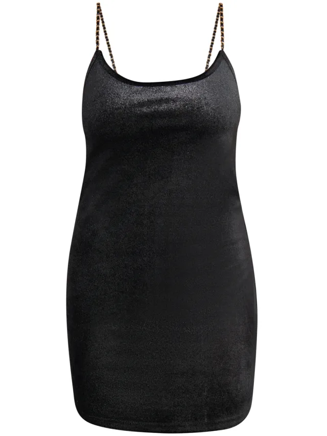 Faina Mini fluwelen jurkje met glitters Dames zwart, foto 2