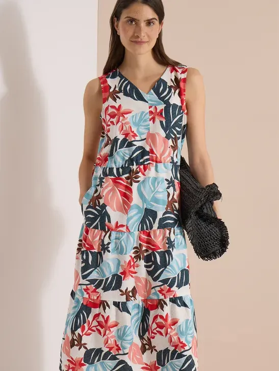 cecil Midijurk met V-hals en print Wit
